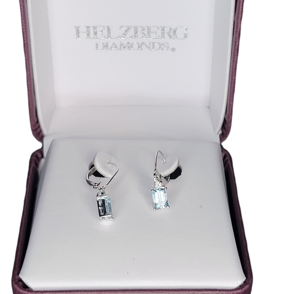 Helzberg aquamarine and diamond earrings